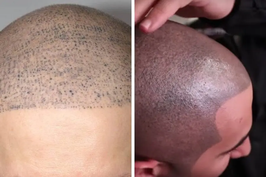 Example of scalp micropigmentation gone wrong